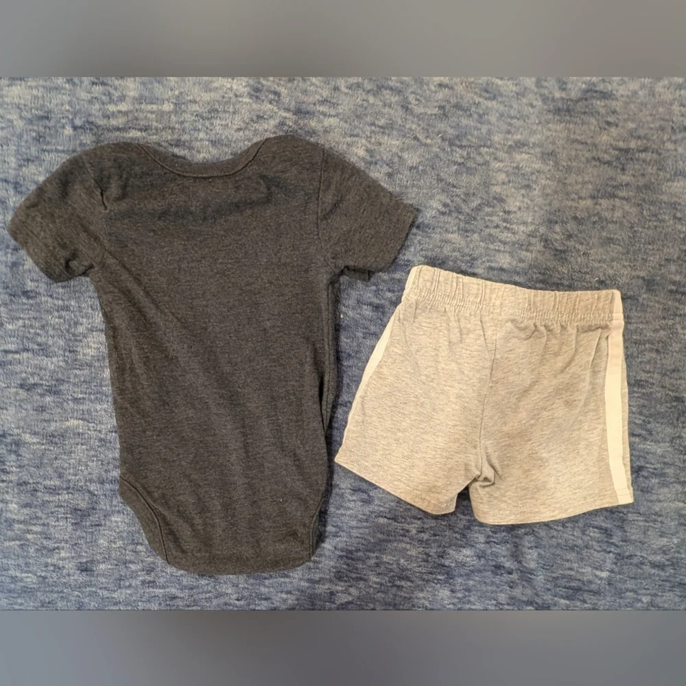 3-6M Dark Gray Ninja Baby Bodysuit And Shorts